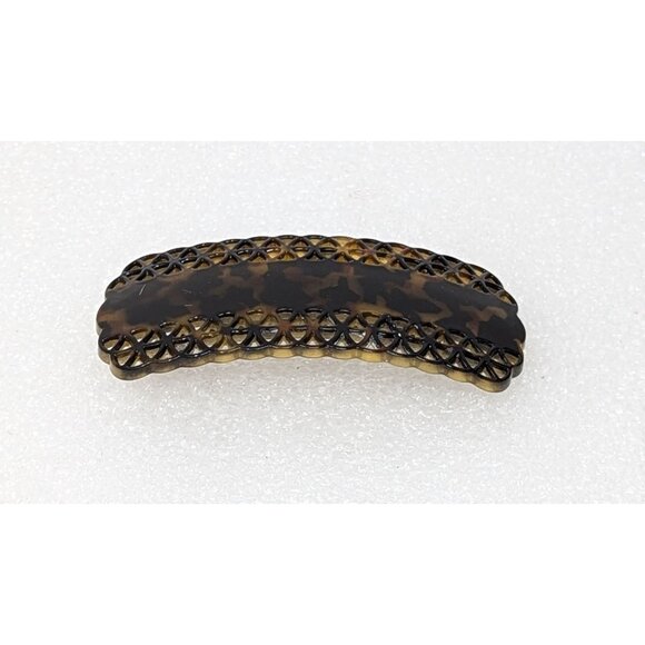Vintage Tortoiseshell Hair Clip Barrette With Intricate Details 3.5" X 1.5" - Picture 1 of 3